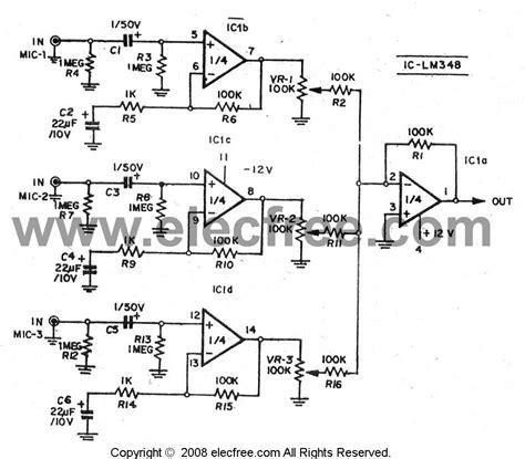 Electronic circuit diagram tv audio using tda2003 ». Draw your wiring : Mic Mixer With Echo Schematic Diagram