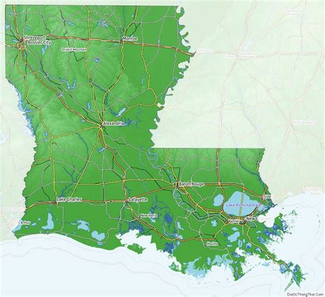 Elevation Map Of Louisiana Usa Topographic Map Altitude Map Zohal