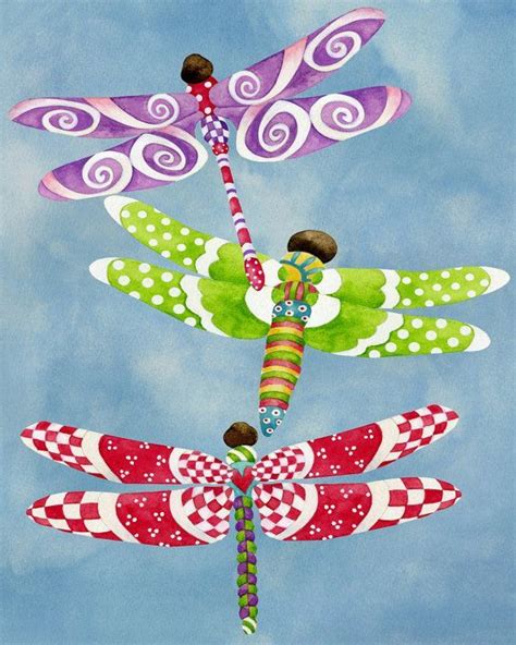 Art Print Dragonflies Fly Freely Dragonfly Illustration Dragonfly