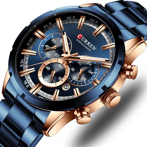Curren New Fashion Mens Watches With Stainless Steel Top Brand Luxury Sports Chronograph Quartz