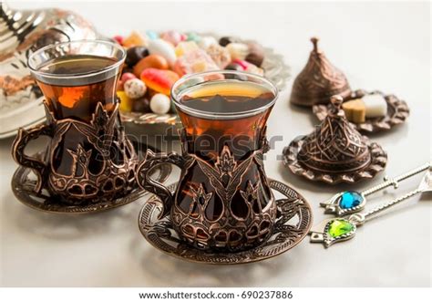 Traditional Turkish Tea Copper Tea Set Stock Photo Edit Now