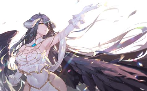 anime anime girls overlord anime albedo overlord white background simple background