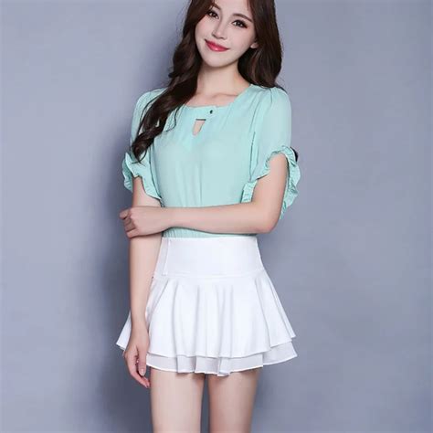 New 2018 Summer Style Sexy Skirt For Girl Lady Korean Short Skater Fashion Ruffles Female Mini