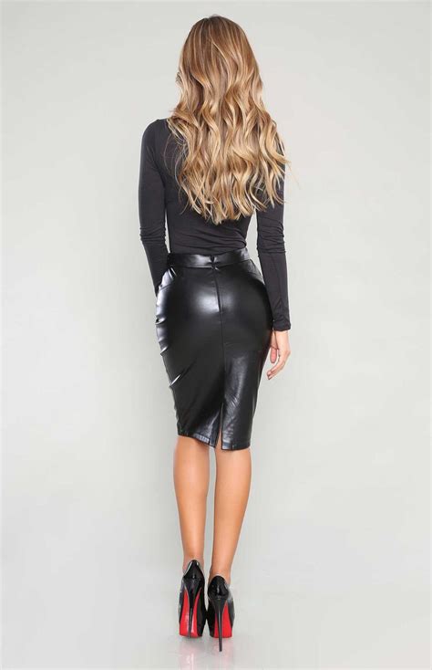 Leather Skirt Outfit Black Leather Skirts Leather Pencil Skirt