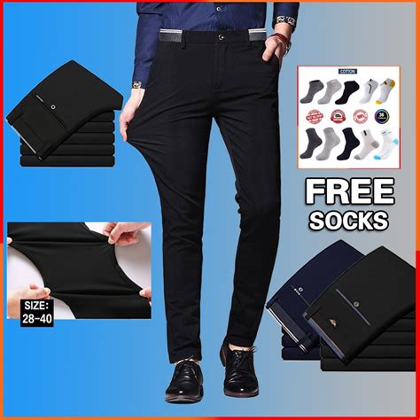 👍 💖men Formal Pant Slim Fit Thin Office Stretchable Elastic Black Long