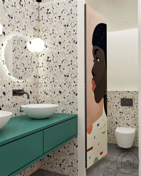 Women´s Restroom Design Which Is Made Of Concrete Floor Terazzo