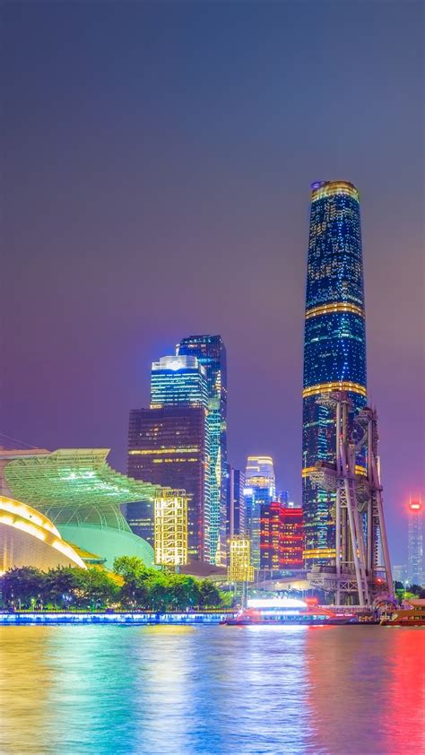 Stadt Nacht Wolkenkratzer Lichter Fluss China 1080x1920 Iphone 87