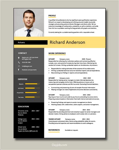 Actuary Resume Template