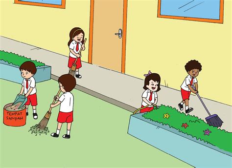 Apa yang dimaksud dengan sekolah? Gambar Gotong Royong Di Sekolah Kartun | Bestkartun
