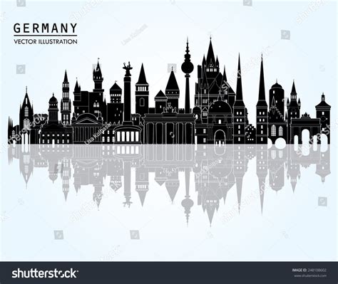 Travel Germany Famous Landmarks Skyline Vector Stock Vector Royalty