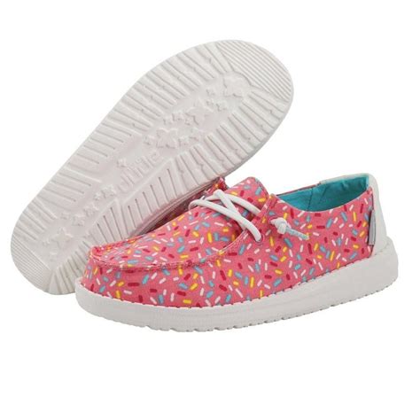 Hey Dude Pink Sprinkles Wendy Youth Print Casual Shoes 130125037