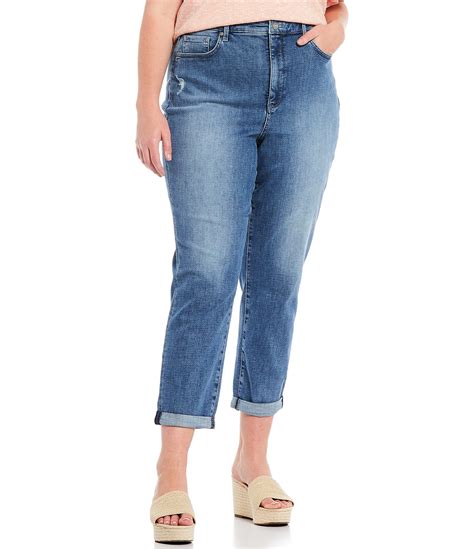 Nydj Plus Size Margot Roll Up Hem Stretch Denim Girlfriend Jeans