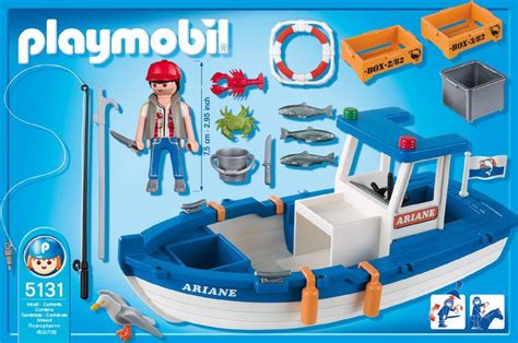 Playmobil Fisherman With Blue White Fishing Boat Barcos De Pesca
