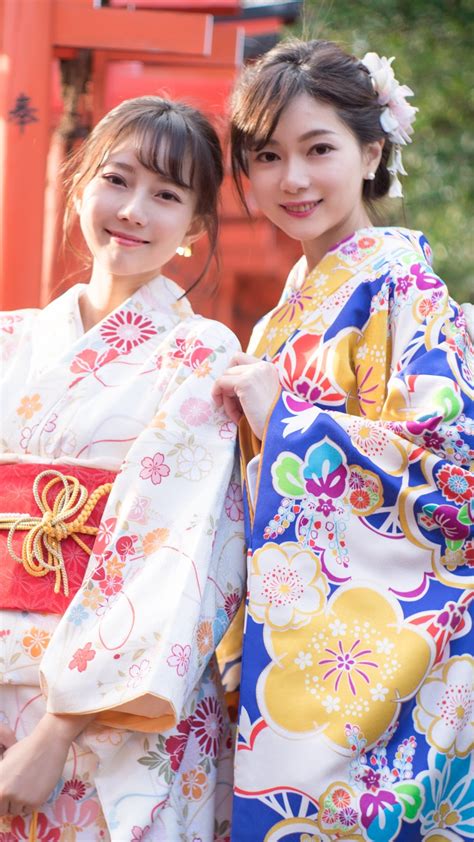 fonds d écran deux jeunes filles japonaises beau kimono 1080x1920 iphone 8 7 6 6s plus image