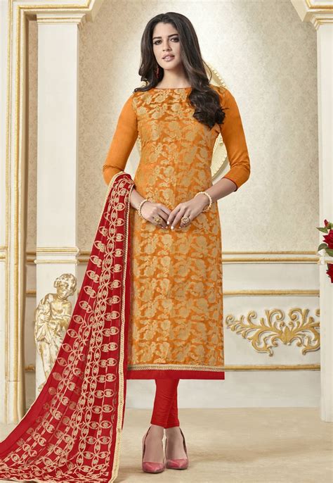 Buy Orange Banarasi Pant Style Suit 155890 Online At Lowest Price From Huge Collection Of Salwar
