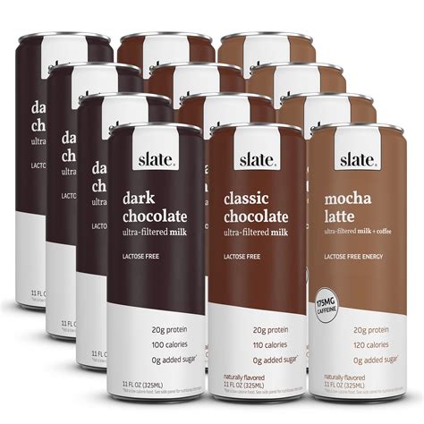 Slate Milk High Protein Shake Variety Pack Classic Chocolate Dark