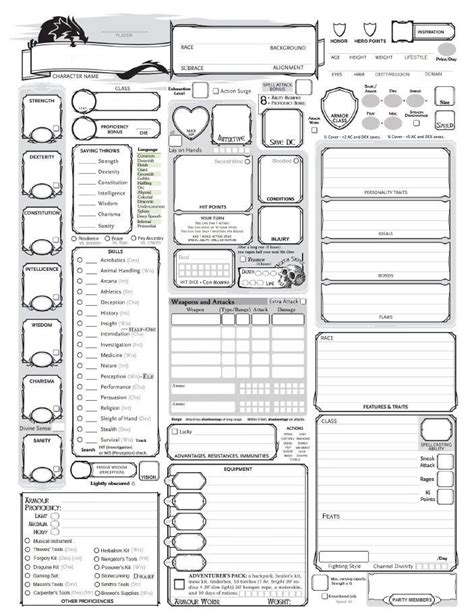 Fully Loaded 5e Character Sheet Dungeons And Dragons Characters Dnd