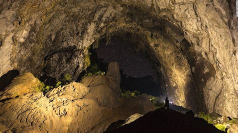 From The Second Campsite Inside Hang Son Doong Visitors Can Stare Out Of An Erosion Hole These