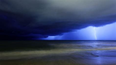 Wallpaper Lightning Sea Storm Clouds Waves Elements Category