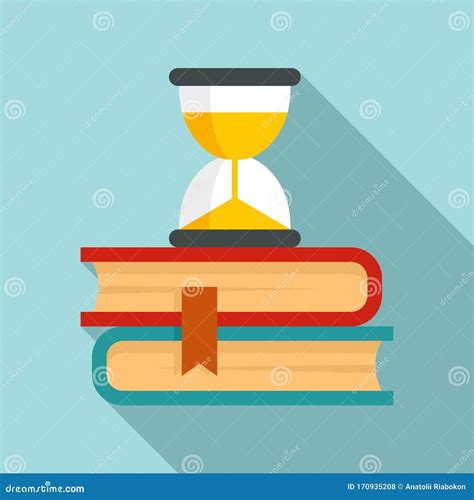 Hourglass On Books Icon Flat Style Stock Vector Illustration Of Philosophy Color 170935208