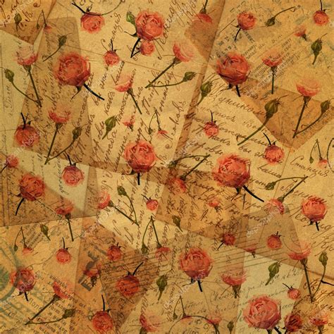 Vintage Paper With Flowers Background For Scrapbooking Stock Photo By