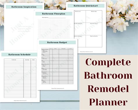 Bathroom Remodel Planner Printable A4 And Letter Size Etsy