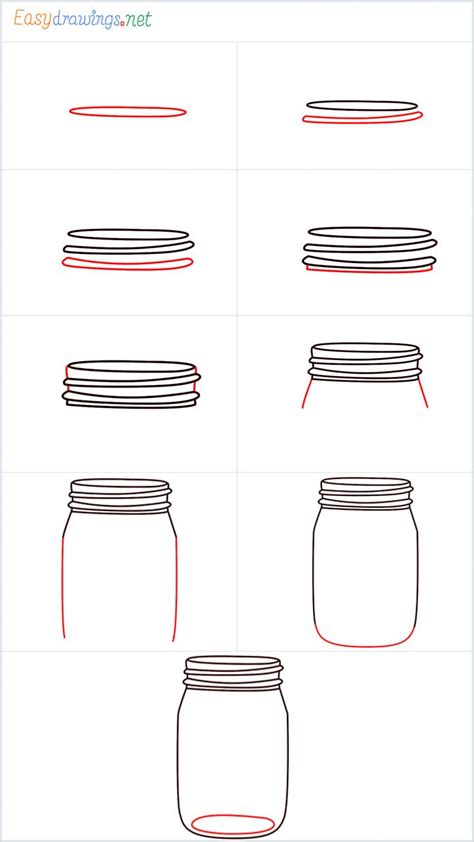 The Steps To Draw Mason Jars