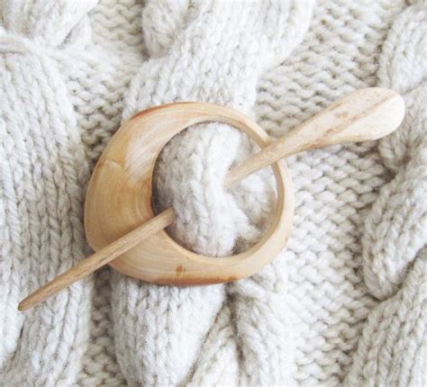 Rustic Wood Brooch Wooden Shawl Pin Small Scarf Pin Wooden Buckle