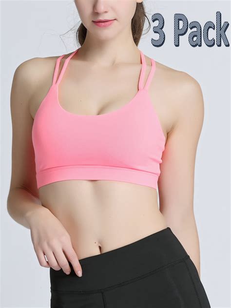 Sayfut Womens Removable Paddeds Sport Bras Cross Strappy Back Comfy Medium Support Yoga Bras 3