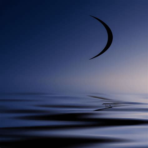 Crescent Moon Over Water · Creative Fabrica