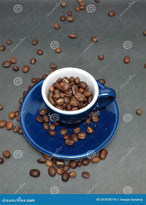 A Cup Of Coffee Beans On Black Background Stock Photo Image Of Coffee