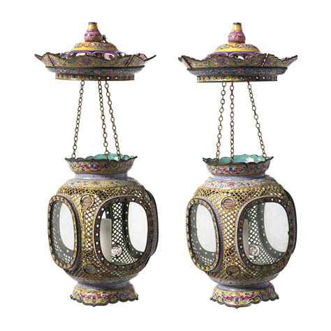 157 A Fine And Rare Pair Of Late 18th Century Canton Enamel Lanterns