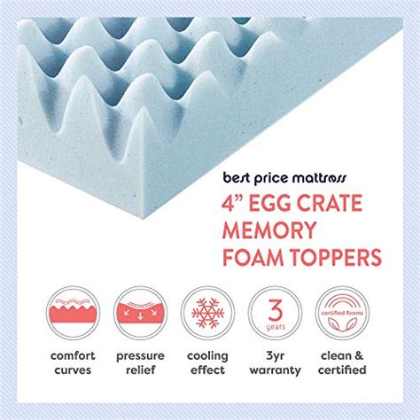 Best Price Mattress 4 Inch Egg Crate Memory Foam Mattress Topper With