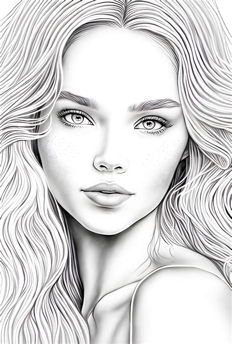 Drawing Of A Girl Coloring Page For Adults Зумипик Coloring Library