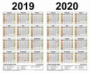 2019-2020 Two Year Calendar - Free Printable Word Templates