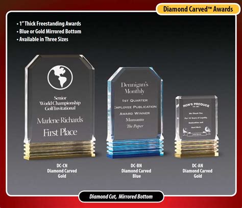 Diamond Cut And Crystal Clear Acrylic Engraved Awards
