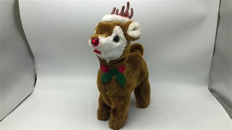 vintage christmas musical plush rudolph the red nosed reindeer battery operated youtube