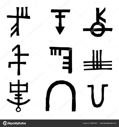 Set Esoteric Symbol Design Elements Imaginary Handwritten Alchemy Signs