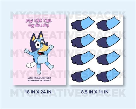 Bluey Pin The Tail On Bluey Party Favors Bluey Birthday Party Etsy