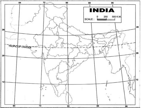 Craftwaft Outline Political Map Of India Blank A4 67 Gsm