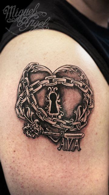 Heart Padlock Chain And Key W Name Tattoo Designed By ©diego Murcia