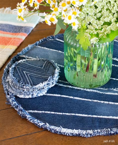 Denim Diy Placemats Made From Old Jeans Scratch And Stitch