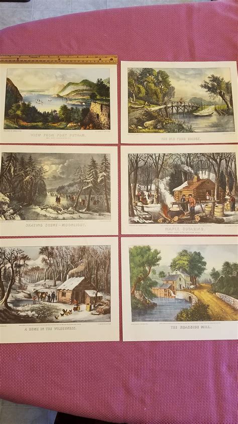 6 Rare Currier And Ives Litho Art Prints 1800s Antique Etsy