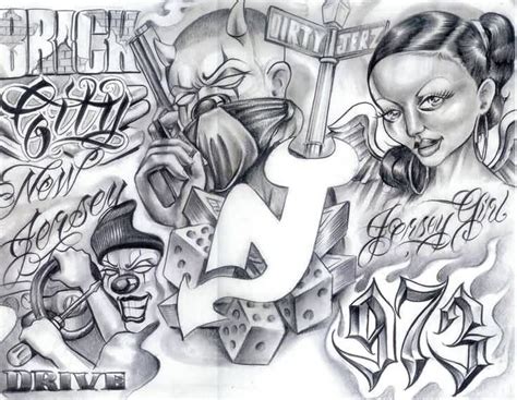 Nice Stencil Of Grey Ink Gangsta Tattoo Gangsta Tattoos Chicano Art