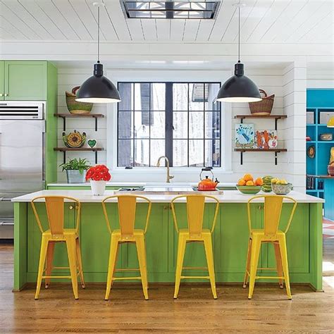 Milk crates are ideal coffee table alternatives because they're lightweight, can be easily moved or stacked, and come in so many colors and designs. Colorful kitchen | Table top design, Colorful table ...