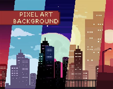 2d Pixel Art City Backgrounds Pack On Cubebrushco Pixel Art Pixel Images