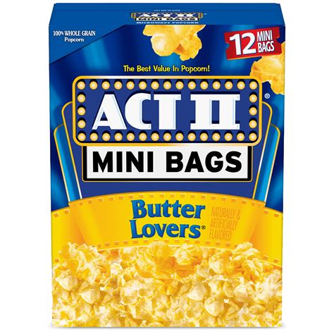 Act Ii Butter Lovers Flavor Microwave Popcorn Mini Bags 1439 Oz 12