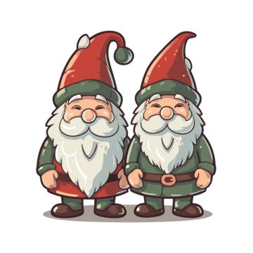 Five Cartoon Gnomes Standing Next To Each Other Clipart Vector Sticker
