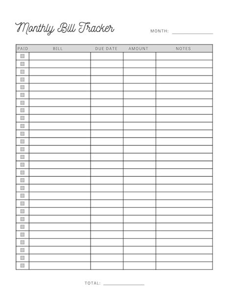 Monthly Bill Payment Tracker Printable Bill Pay Checklist Etsy Bill