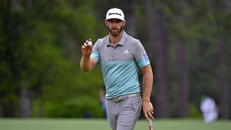 Dustin Johnson Reacts After He Made His Putt On Hole No 8 During The